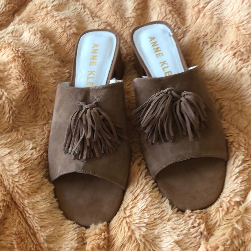 Anne Klein mules with tassels. Never worn size 10